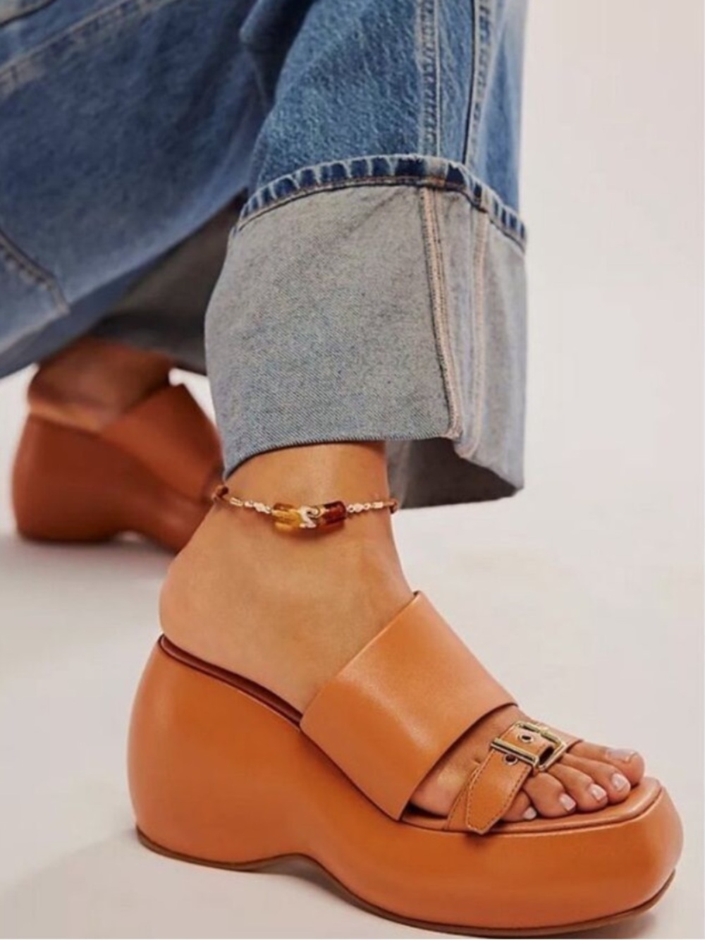 Free People Mila Minimal Wedge In Vachetta